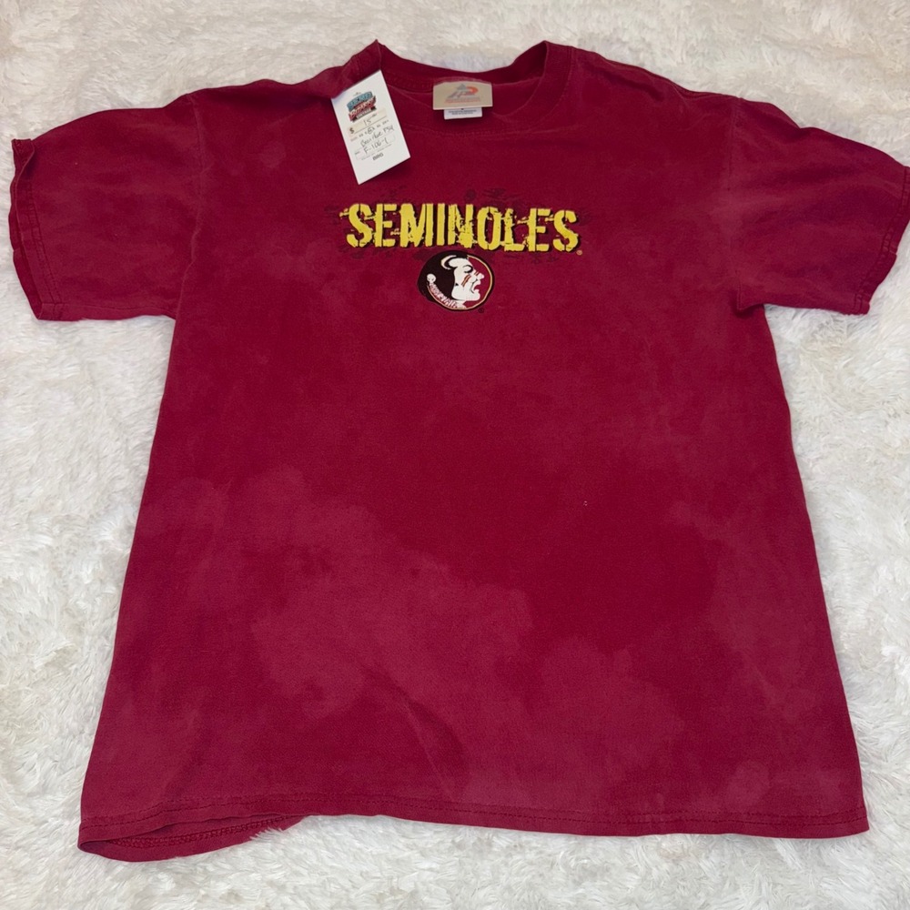 Tri-Lake FSU Seminoles T-Shirt Mens M Maroon Excellent Distressed Acid Wash‎